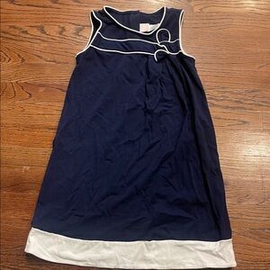 Janie and Jack Navy cotton Sleeveless Dress with White Trim girls sz 8